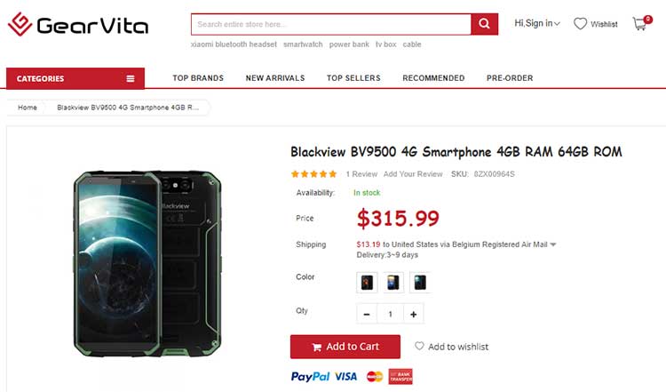 4G смартфон BlackView BV9500 - код на купона GearVita