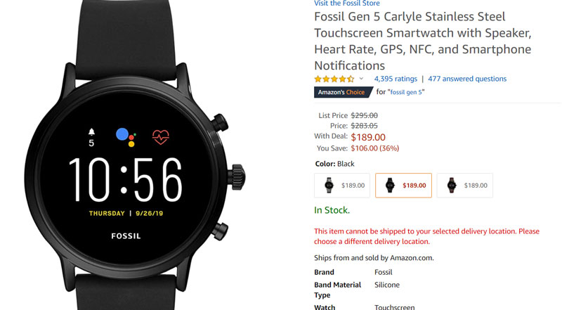 Fossil-Gen-5-Carlyle-HR-Неръждаема стомана
