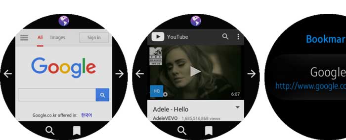 Приложението GearBrowser за часовник Samsung Galaxy активен