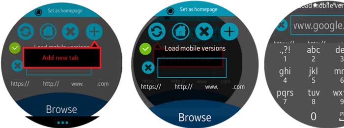Приложението WebBrowser за смарт часовници Samsung