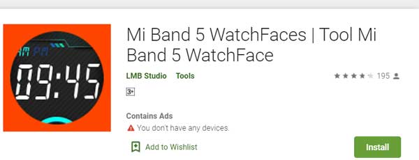 Циферблати на Mi Band 5