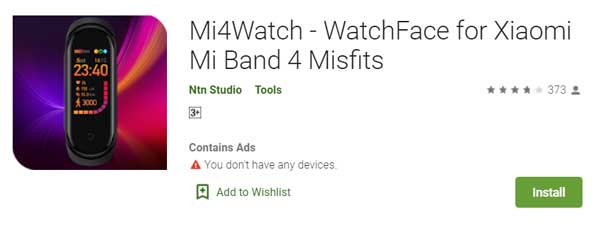 Mi4Watch - WatchFace за Xiaomi Mi Band 4 MisFits от Ntn Studio